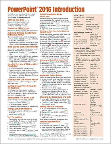 Microsoft PowerPoint 2016 Introduction Quick Reference Guide - Windows Version (Cheat Sheet of Instructions, Tips & Shortcuts - Laminated Card)